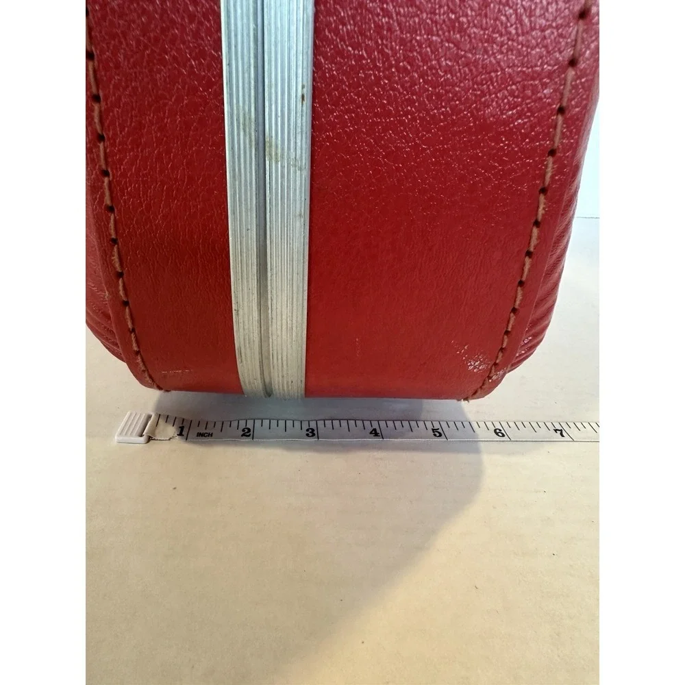 Going To Grandma's Red Vinyl Hard Suite Case Red Trojan Luggage